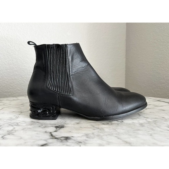 Miista Ashlynn Leather Ankle Boots Size 37 US 7 Black - Picture 1 of 10